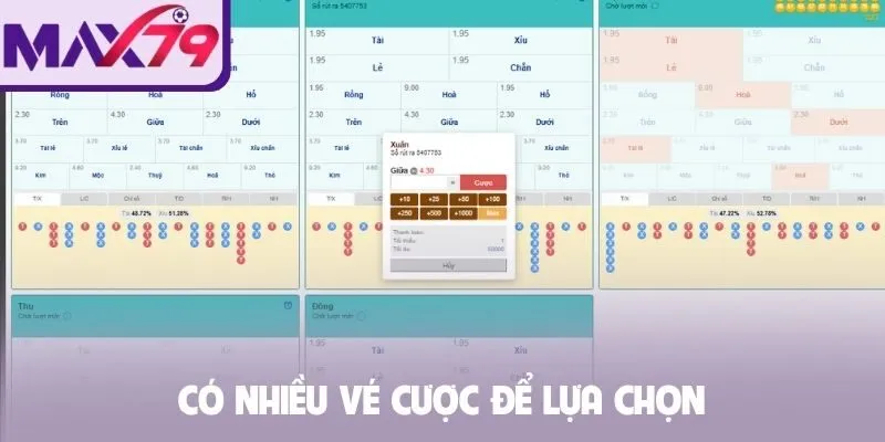 Có nhiều vé cược để lựa chọn